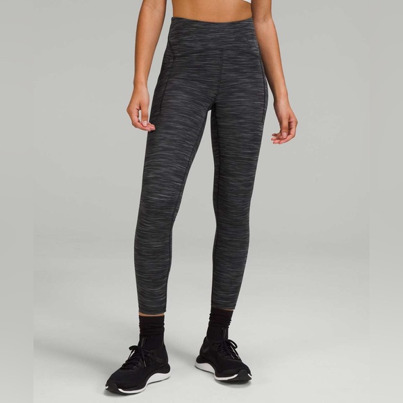 Athleta Metro High Rise Leggings Space Dye Charcoal Gray With Pockets Size Med - Picture 1 of 10